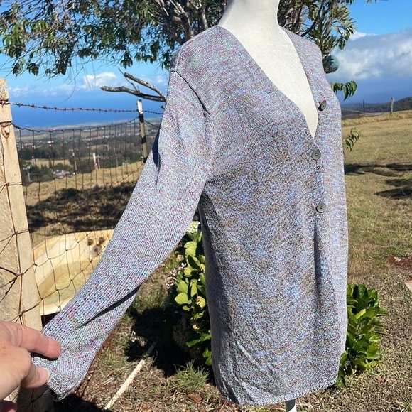 Talbots Multi Color Knit Cardigan coastal grandma Sweater M - Picture 6 of 7